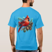 Kardinaal op dennentak met winterbessen t-shirt (Achterkant)