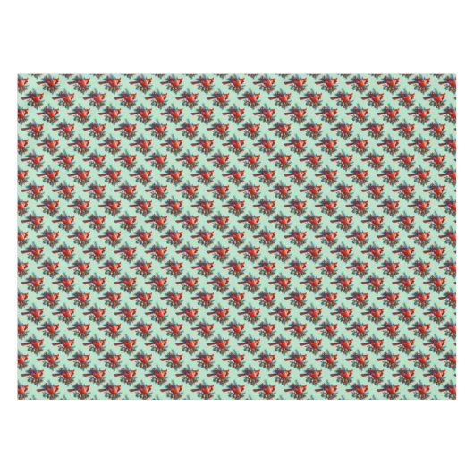 Kardinaal op dennentak met winterbessen tafelkleed (Voorkant (Horizontaal))