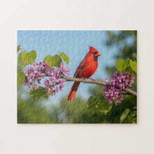 Kardinaal op een Cercis tak Legpuzzel