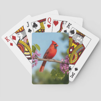 Kardinaal op een Cercis tak Pokerkaarten