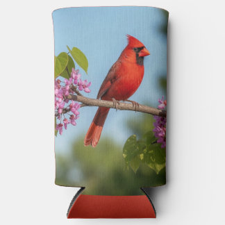 Kardinaal op een Cercis tak Seltzer Blikjeskoeler