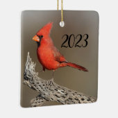 Kardinaal op een cholla rib keramisch ornament (Rechts)
