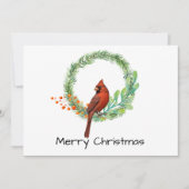 Kardinaal op een krans Plat kerstkaart (Voorkant)