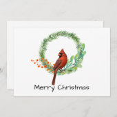 Kardinaal op een krans Plat kerstkaart (Voorkant / Achterkant)