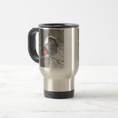 Kardinaal op een reismok van de vogelaanvoer reisbeker (Voorkant links)