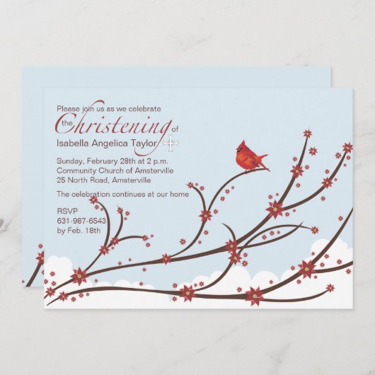 Kardinaal op een Religieuze Uitnodiging van de Tak (Voorkant / Achterkant)