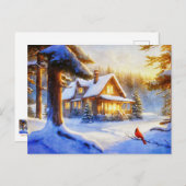Kardinaal op een Sneeuwdag Briefkaart (Voorkant / Achterkant)