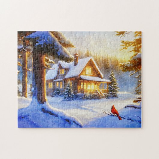 Kardinaal op een Sneeuwdag Legpuzzel (Horizontaal)