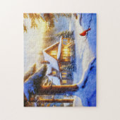 Kardinaal op een Sneeuwdag Legpuzzel (Verticaal)