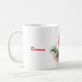 Kardinaal op een sparrentak koffiemok (Links)