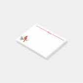 Kardinaal op een sparrentak post-it® notes (Schuin)