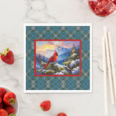 Kardinaal op Groen, Blauw, Goud, Kerst gespeeld Servet (Insitu)