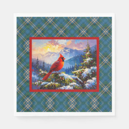 Kardinaal op Groen, Blauw, Goud, Kerst gespeeld Servet