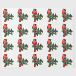 Kardinaal op Holly 2-omslagpapier Cadeaupapier