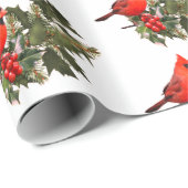 Kardinaal op Holly Wrapping Paper Cadeaupapier (Rol Hoek)