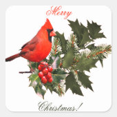 Kardinaal op Kerst Envelope Zegels/Labels/Stickers Vierkante Sticker (Voorkant)