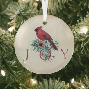Kardinaal op maat gemaakte Kerstvakantie  Glas Ornament