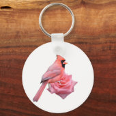 Kardinaal op Roos Sleutelhanger (Voorkant)