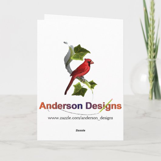 Kardinaal op vertakking met Ivy Leaves Kaart (Achterkant)