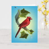Kardinaal op vertakking met Ivy Leaves Kaart (Gele Bloem)
