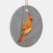 Kardinaal op vertakkingen - Oorspronkelijke vogelk Keramisch Ornament (Rechts)