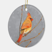 Kardinaal op vertakkingen - Oorspronkelijke vogelk Keramisch Ornament (Links)