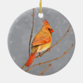 Kardinaal op vertakkingen - Oorspronkelijke vogelk Keramisch Ornament (Achterkant)