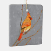 Kardinaal op vertakkingen - Oorspronkelijke vogelk Keramisch Ornament (Rechts)