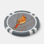 Kardinaal op vertakkingen - Oorspronkelijke vogelk Poker Chips (Enkel)