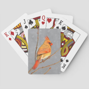Kardinaal op vertakkingen - Oorspronkelijke vogelk Pokerkaarten