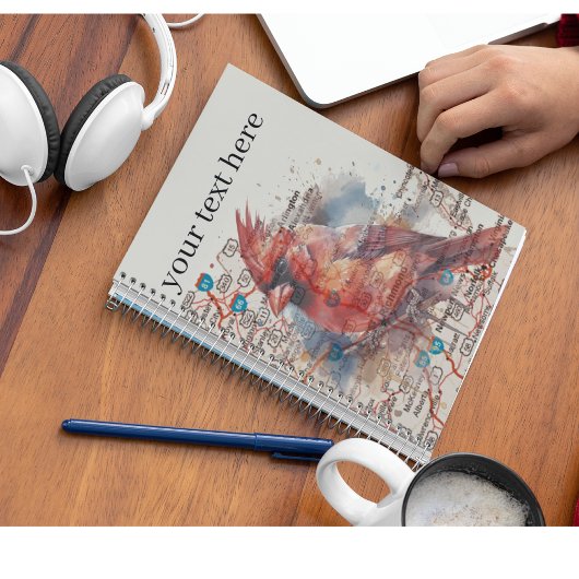 Kardinaal op Virginia Road Map aanpasbaar Notitieboek