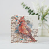 Kardinaal op Virginia Road Map Feestdagenkaart (Staand voorkant)