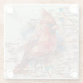 Kardinaal op Virginia Road Map Glazen Onderzetter (Achterkant)