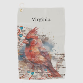 Kardinaal op Virginia Road Map Golfhanddoek
