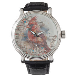 Kardinaal op Virginia Road Map Horloge