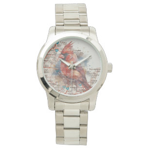 Kardinaal op Virginia Road Map Horloge