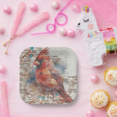 Kardinaal op Virginia Road Map Papieren Bordje (Feest)