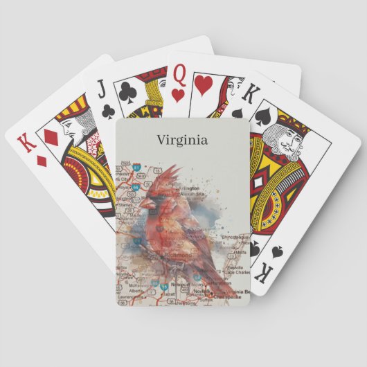 Kardinaal op Virginia Road Map Pokerkaarten (Achterkant)