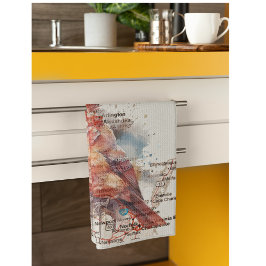 Kardinaal op Virginia Road Map Theedoek