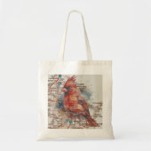 Kardinaal op Virginia Road Map Tote Bag (Voorkant)