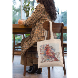 Kardinaal op Virginia Road Map Tote Bag