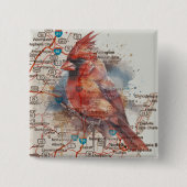 Kardinaal op Virginia Road Map Vierkante Button 5,1 Cm (Voorkant)