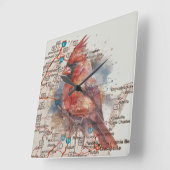 Kardinaal op Virginia Road Map Vierkante Klok (Hoek)