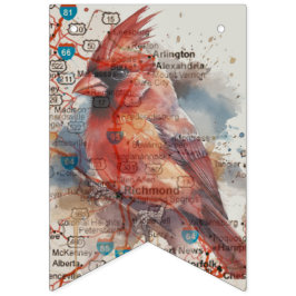 Kardinaal op Virginia wegenkaart aquarel kunst Vlaggetjes