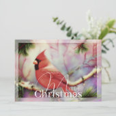 Kardinaal op wintertak budget Kerstmis Feestdagenkaart (Staand voorkant)