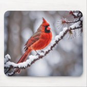 Kardinaal op wintertak muismat (Voorkant)