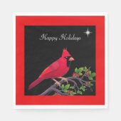 Kardinaal op Zwarte en Rode Vakantie Servet (Voorkant)