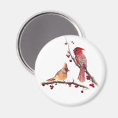Kardinaal paar Berry Branches Magneet (Voorkant / Achterkant)