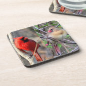 Kardinaal paar bier onderzetter (Linkerzijde)