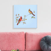 Kardinaal paar canvas afdruk (Insitu (Woonkamer))